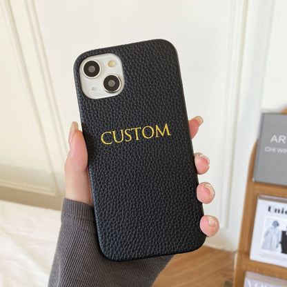 Personalized Gold Foil Leather Case for iPhone 14