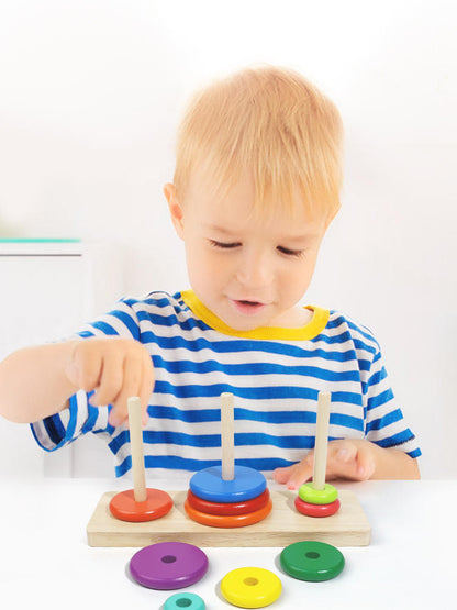 Large Wooden Tower of Hanoi - Educational Toy for Kids