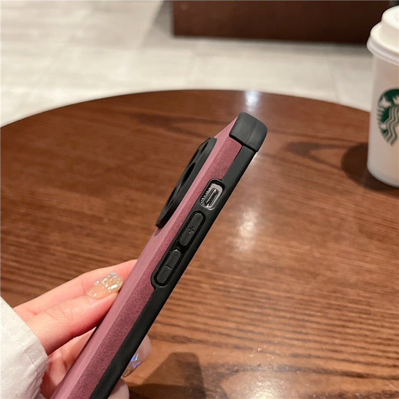 Minimalist Solid Color Sheepskin iPhone Case for 12-15