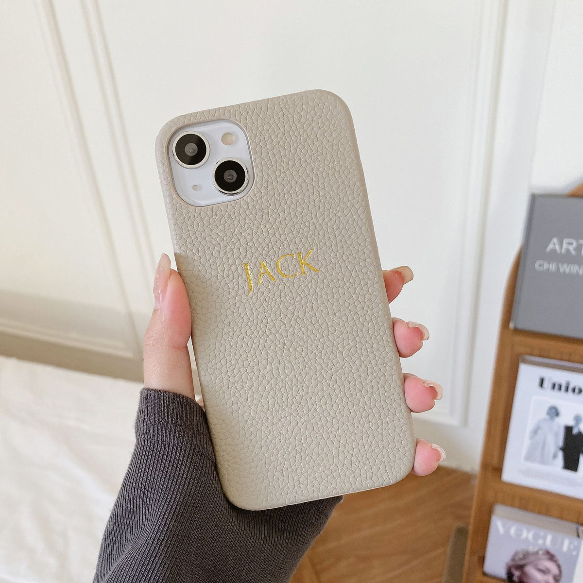 Personalized Gold Foil Leather Case for iPhone 14