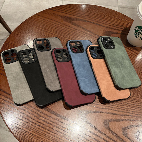 Minimalist Solid Color Sheepskin iPhone Case for 12-15