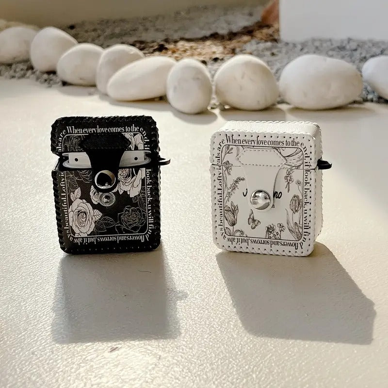 Faux Leather Floral Design Case for Apple AirPods