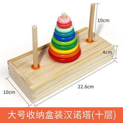 Large Wooden Tower of Hanoi - Educational Toy for Kids