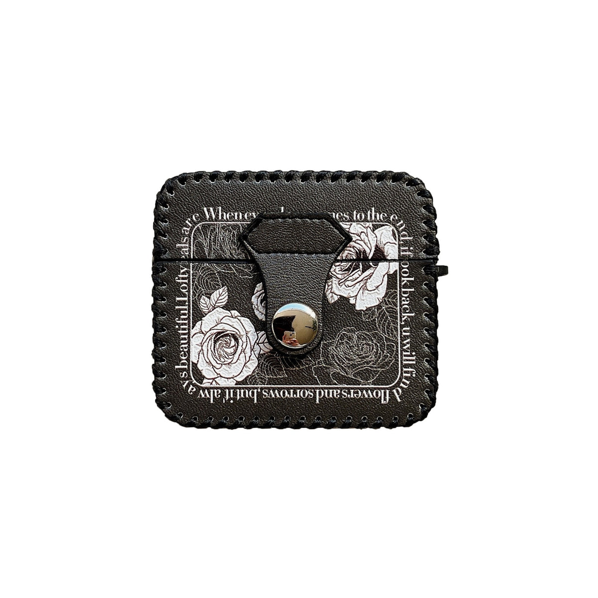 Faux Leather Floral Design Case for Apple AirPods