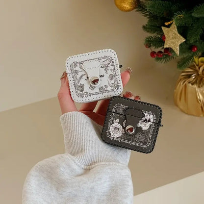 Faux Leather Floral Design Case for Apple AirPods
