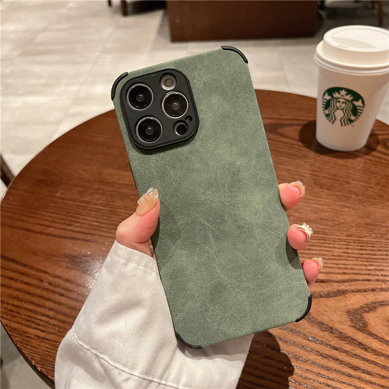 Minimalist Solid Color Sheepskin iPhone Case for 12-15