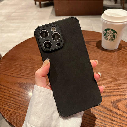 Minimalist Solid Color Sheepskin iPhone Case for 12-15