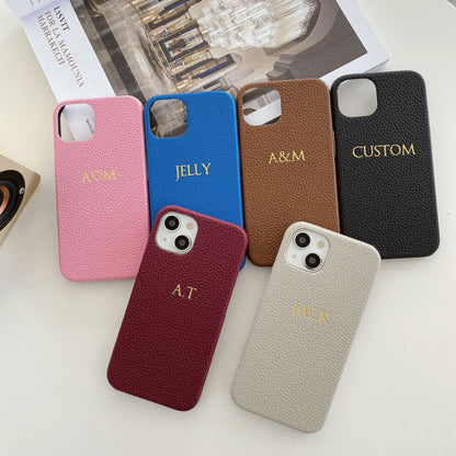 Personalized Gold Foil Leather Case for iPhone 14