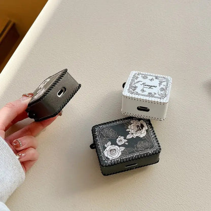 Faux Leather Floral Design Case for Apple AirPods