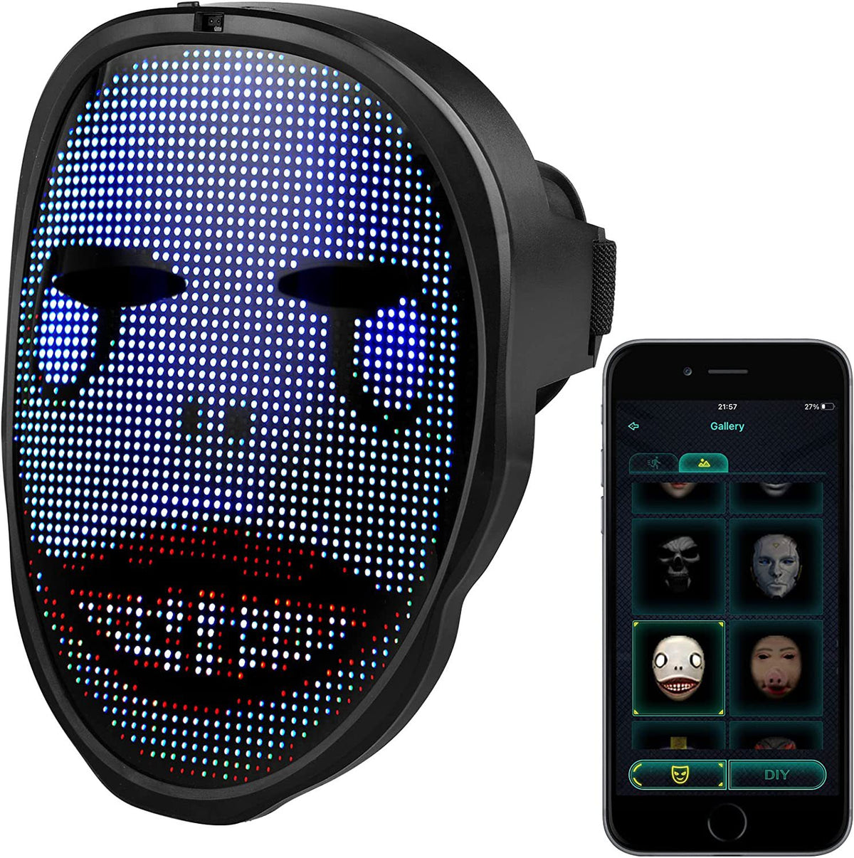 DIY LED Light-Up Mask with App Control for Parties