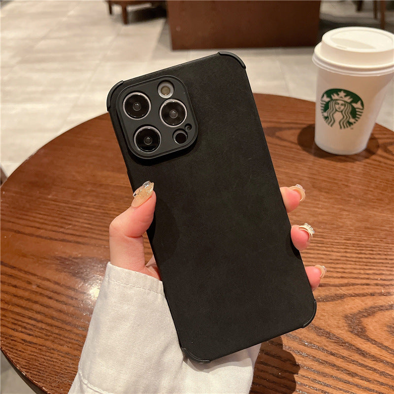 Minimalist Solid Color Sheepskin iPhone Case for 12-15