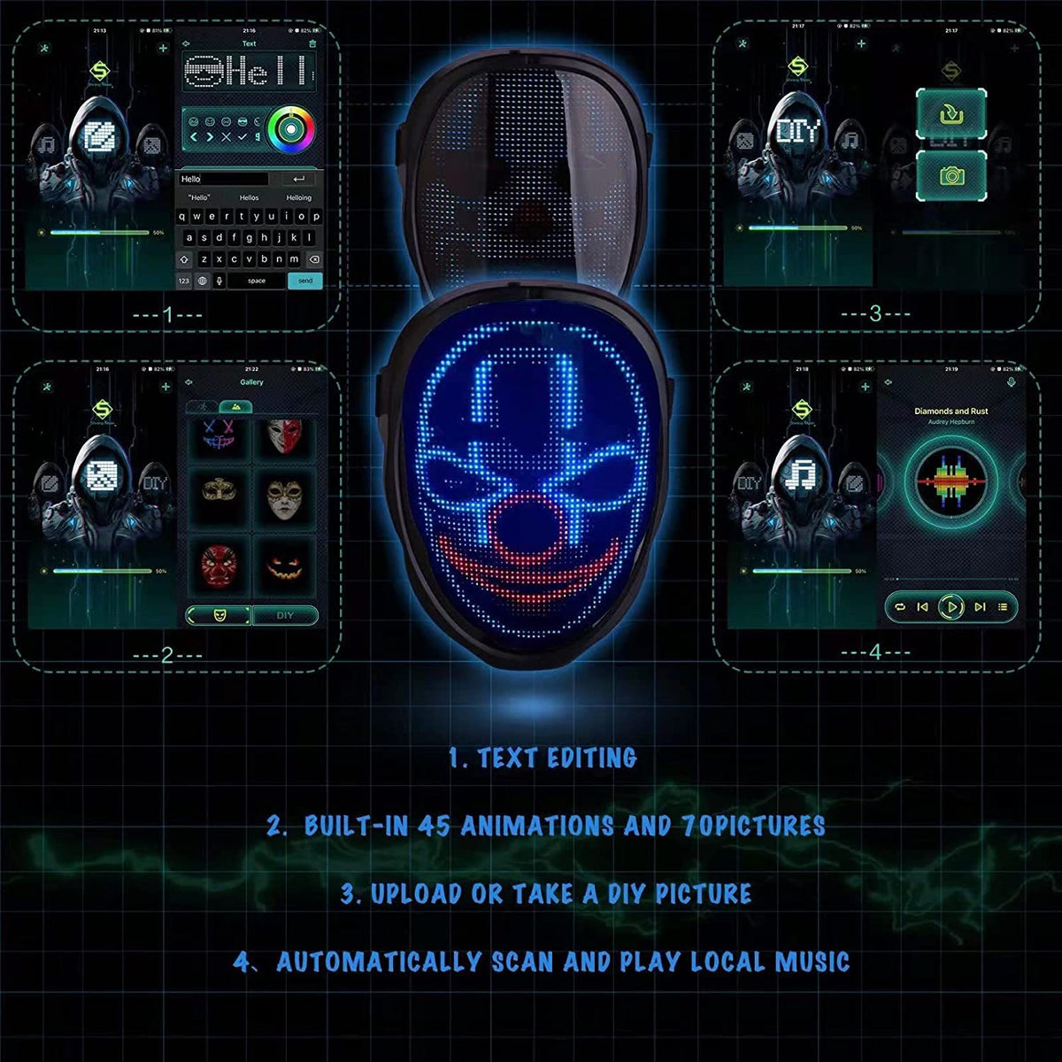 DIY LED Light-Up Mask with App Control for Parties
