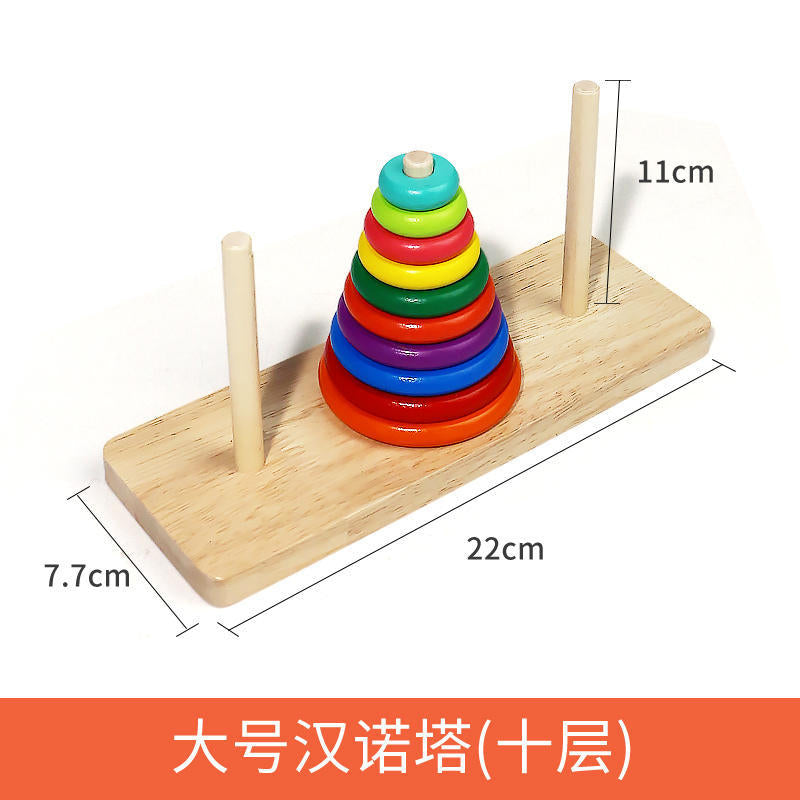 Large Wooden Tower of Hanoi - Educational Toy for Kids