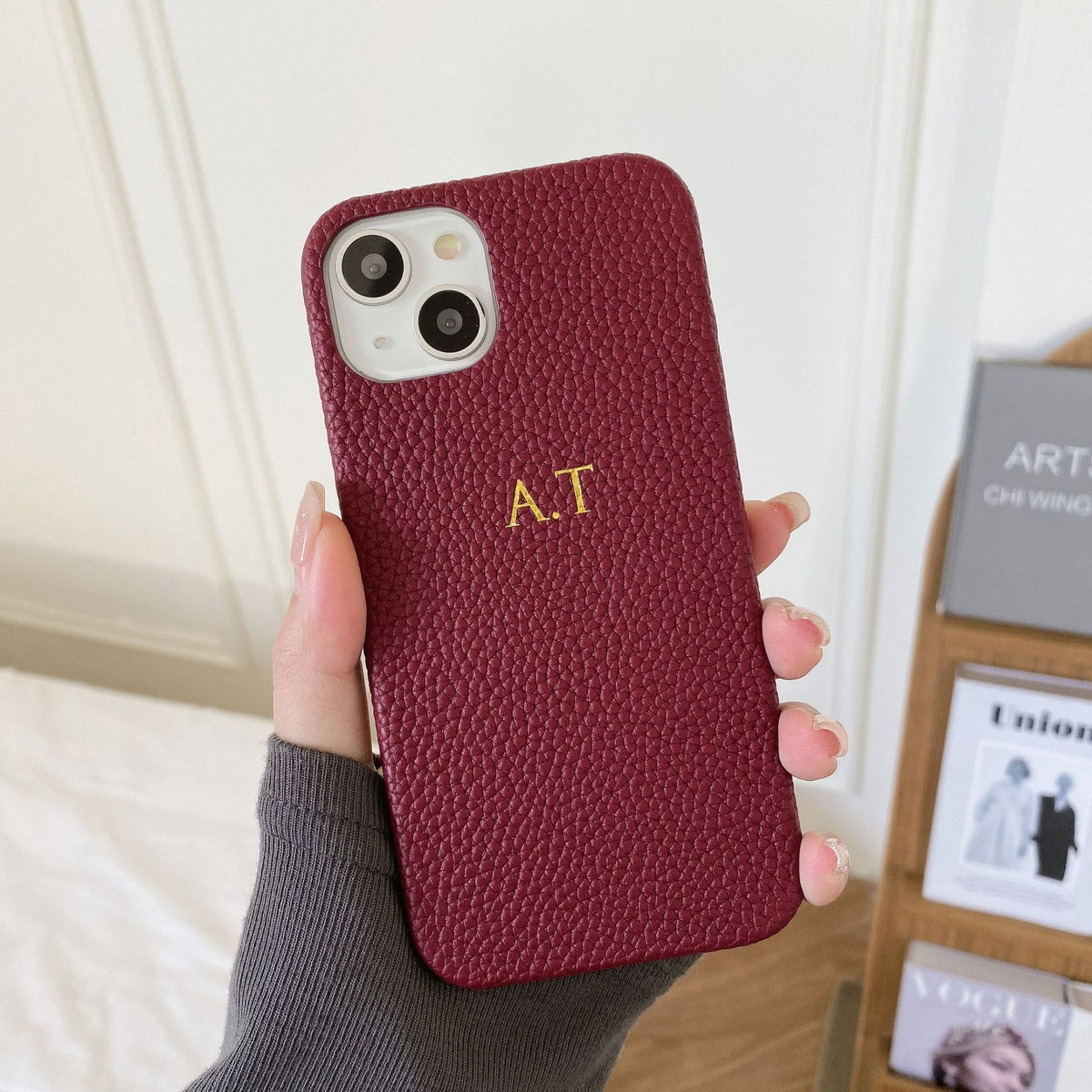 Personalized Gold Foil Leather Case for iPhone 14