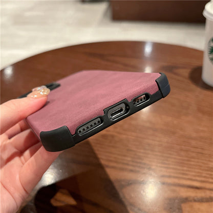 Minimalist Solid Color Sheepskin iPhone Case for 12-15