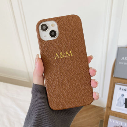 Personalized Gold Foil Leather Case for iPhone 14