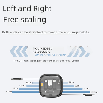 60W Fast Charge Retractable Data Cable with Adapter