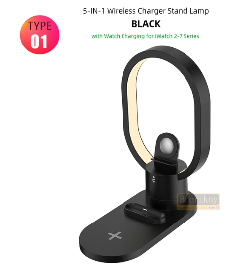 4-in-1 Wireless Charging Desk Lamp for Apple & Huawei